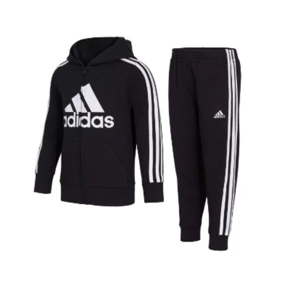 Adidas Little Boys Zip Front Essential Fleece Hoodie and Jogger - Picture 16 of 16
